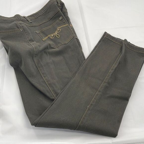 Paris Pants - Vintage Paris army green high waisted jeans boot cut